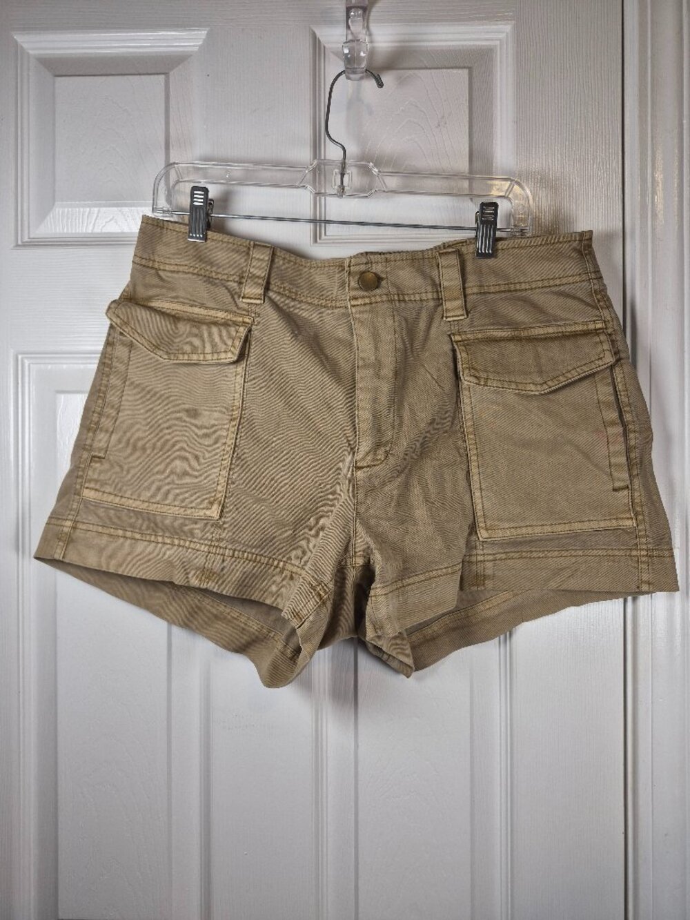 Old Navy Cargo Shorts Womens Large Khaki Twill High Rise Utility Pockets READ